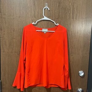 Bright Red V-Neck Blouse